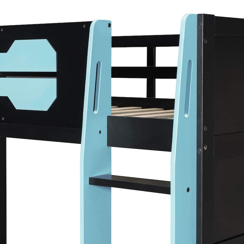 Full Size Gaming Loft Bed Esports-Inspired Bed with Desk Shelves and Charging Station for Gaming Bedroom Setup, Esports Hotels