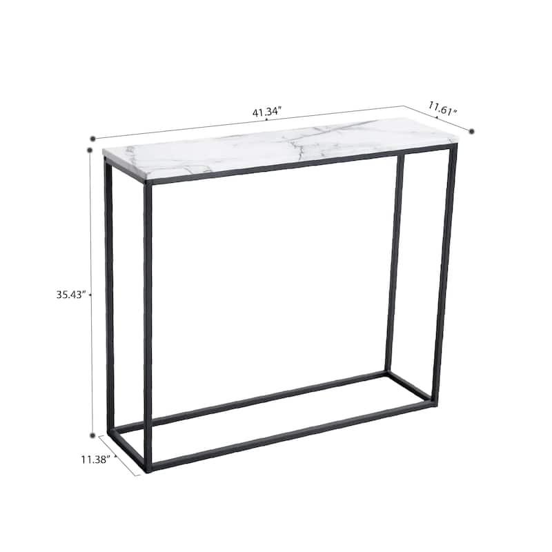 Roomfitters White Faux Marble Console Table, Bar Table for Dining Room, Living Room Sofa Table