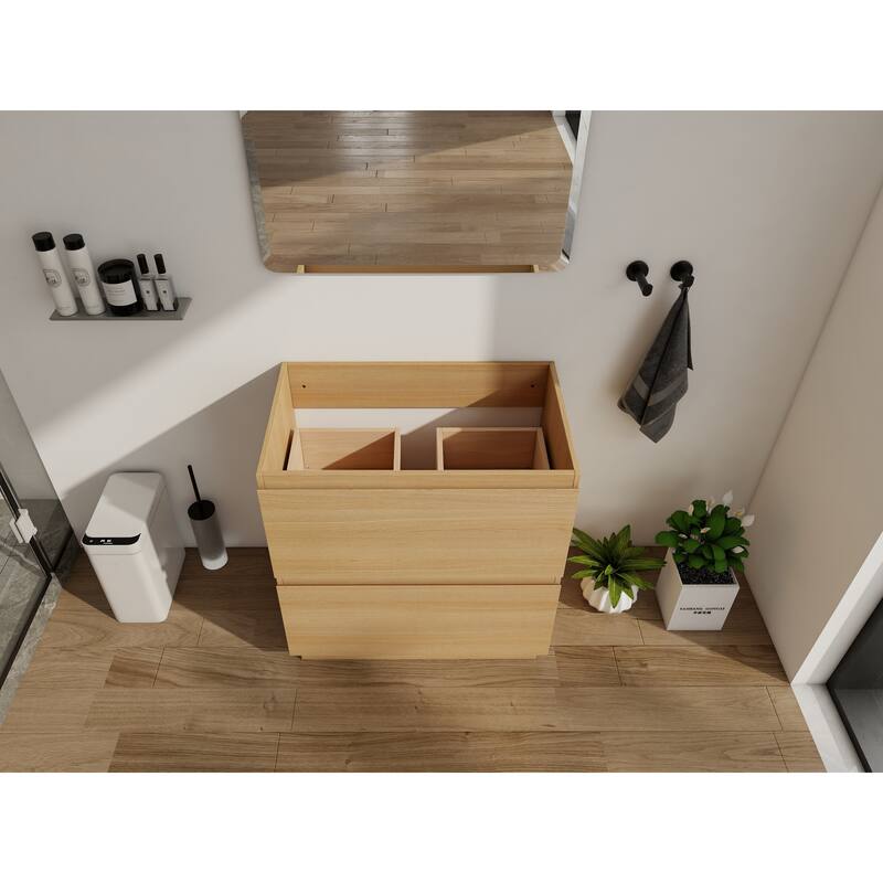 GDFStudio - Geneva Modern Wall-Mounted Bathroom Vanity Set with 2 Soft Close Drawers, Sink NOT INCLUDED
