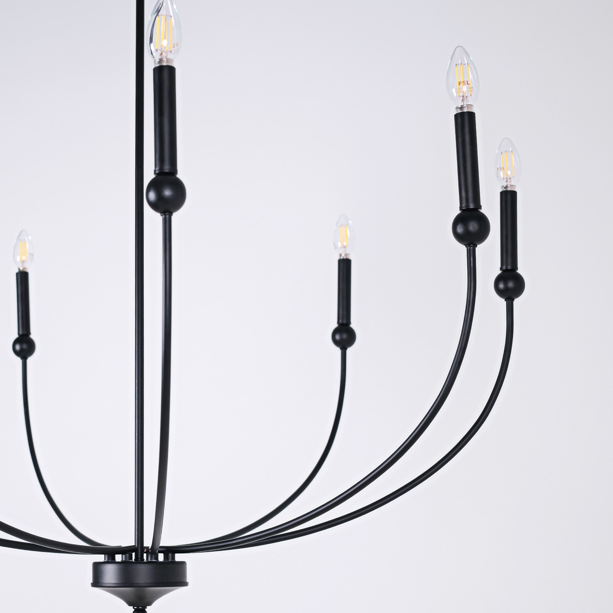 LALUZ Modern Farmhouse 12-Light Black Wheel Chandelier Classic
