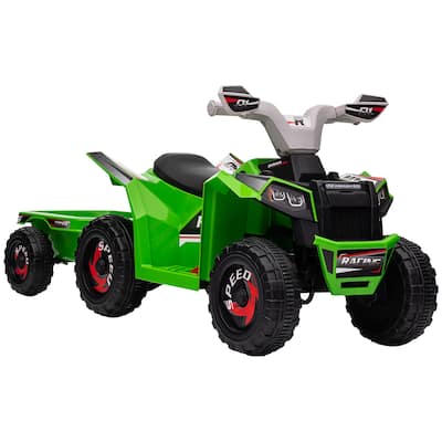 Kids ATV Quad Car with Back Trailer, 6V Kids Electric Car with Forward Backward Function, Wear-Resistant Wheels for Toddlers