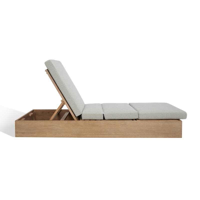 SAFAVIEH Couture Cornie Wood Chaise Lounge Chair - 37 In. W x 78 In. D x 14-34 In. H - 37"W x 78"D x 14-34"H