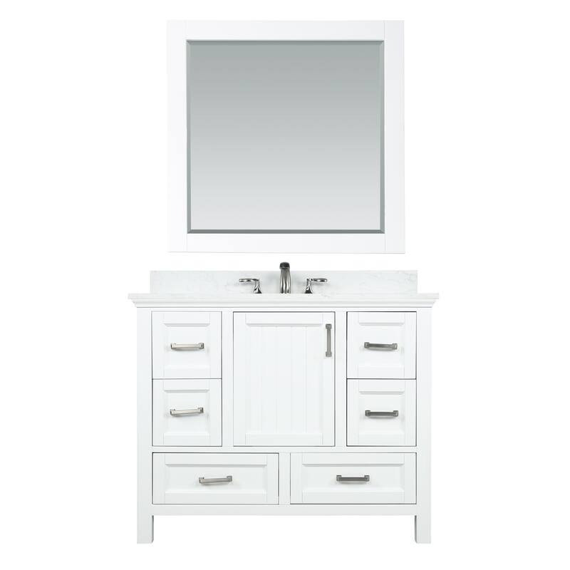 Altair Isla Single Bathroom Vanity Set and Aosta White Countertop with Mirror
