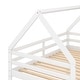 preview thumbnail 8 of 16, Twin over Twin Low Bunk Bed, House Bed with Ladder , White