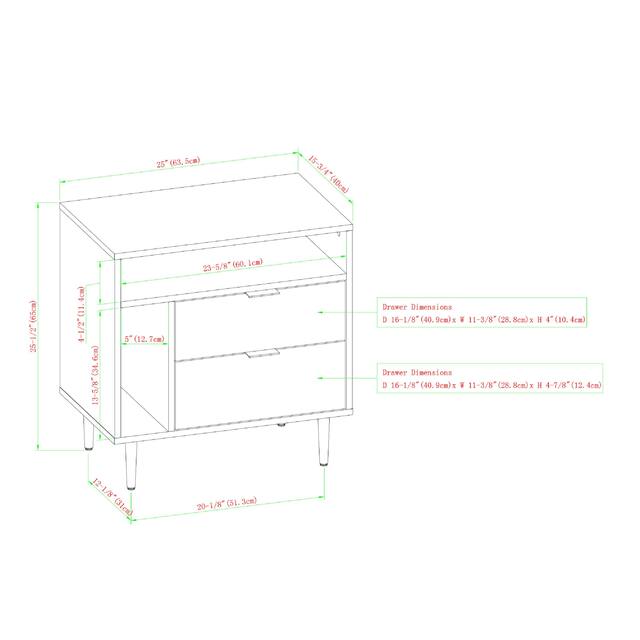 Middlebrook 25-inch Modern 2-drawer Storage Nightstand