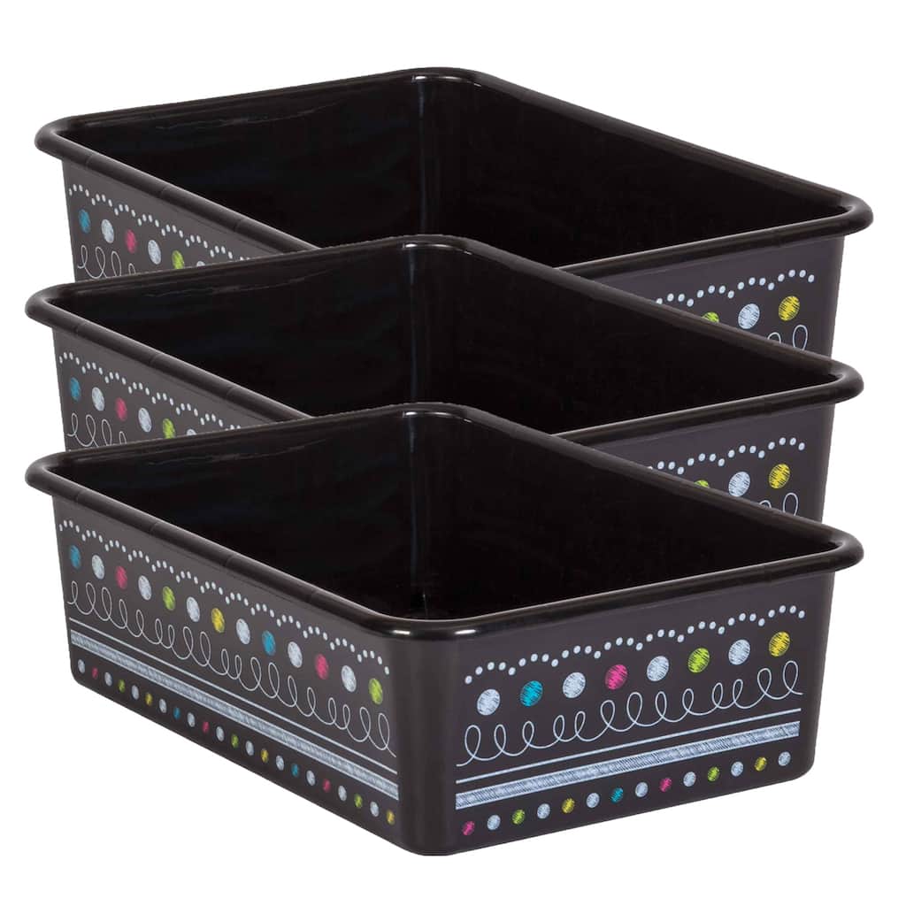 Teacher Created Resources Chalkboard Brights Large Plastic Storage Bin, Pack of 3