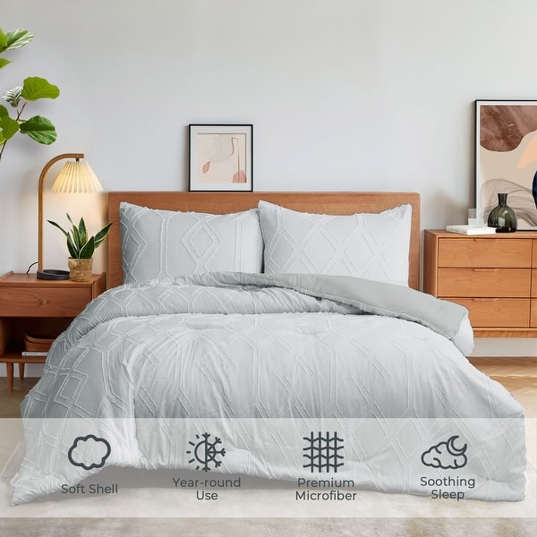 slide 2 of 30, All Season Tufted Clipped Down Alternative Comforter Set