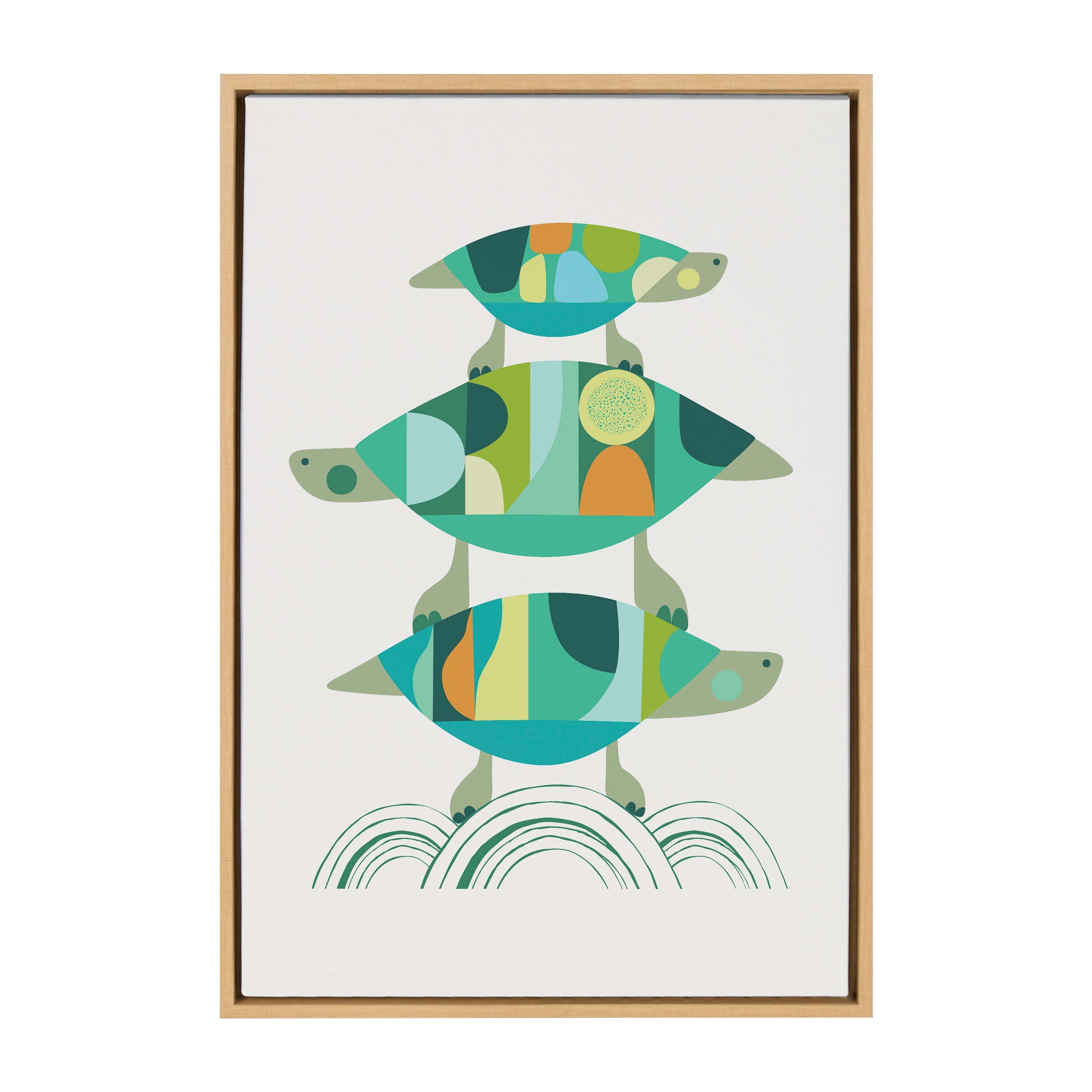Kate and Laurel Sylvie Turtle Family Framed Canvas by Rachel Lee Bed Bath   Beyond 37921407