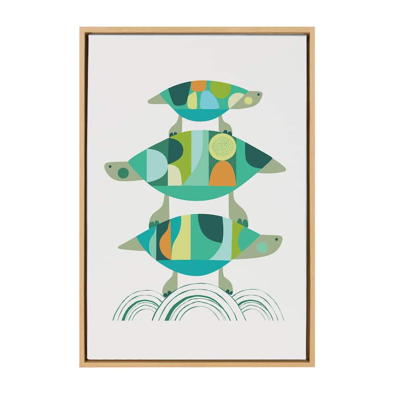 Kate and Laurel Sylvie Turtle Family Framed Canvas by Rachel Lee