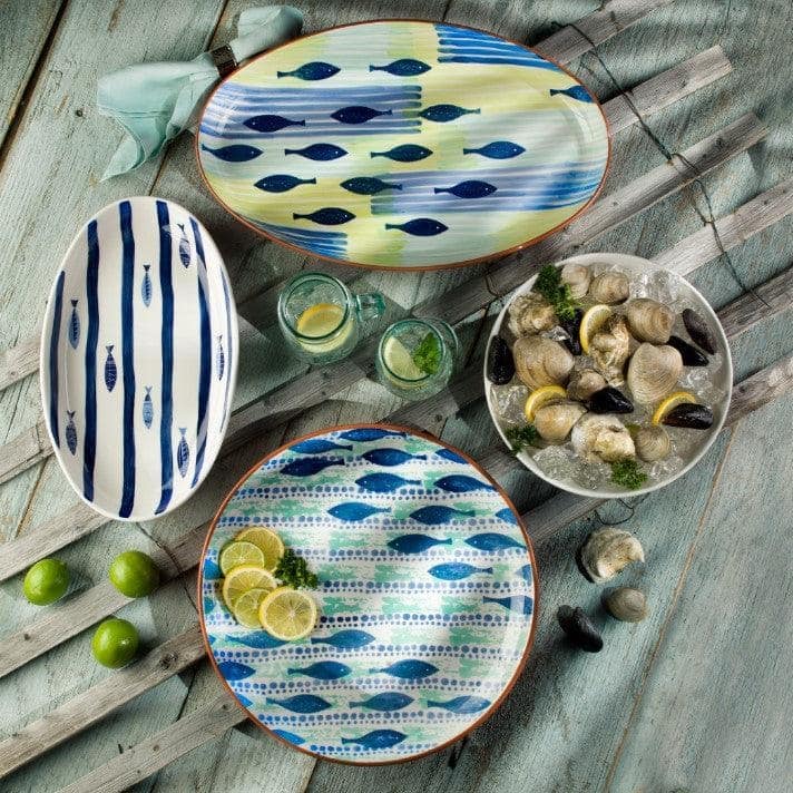 Euro Ceramica Pescador 19'' Oversized Oval Serving Platter