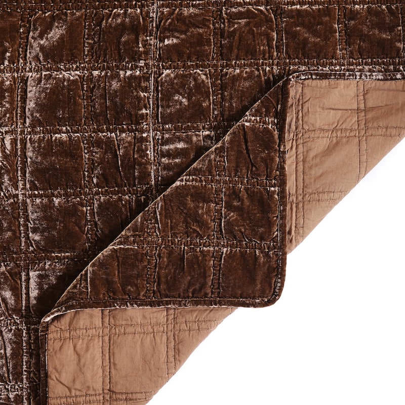 HiEnd Accents Stella Faux Silk Velvet Double Box Stitch Modern Rustic 3 Piece Quilt Set