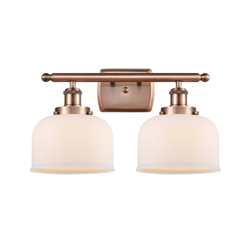 Innovations Lighting Ballston Urban Bell - 2 Light 18" Bath Vanity Light - Antique Copper/Matte White