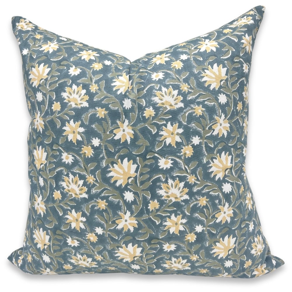 Fabdivine Handmade Floral Pillow Cover Block Print Sustainable Vintage