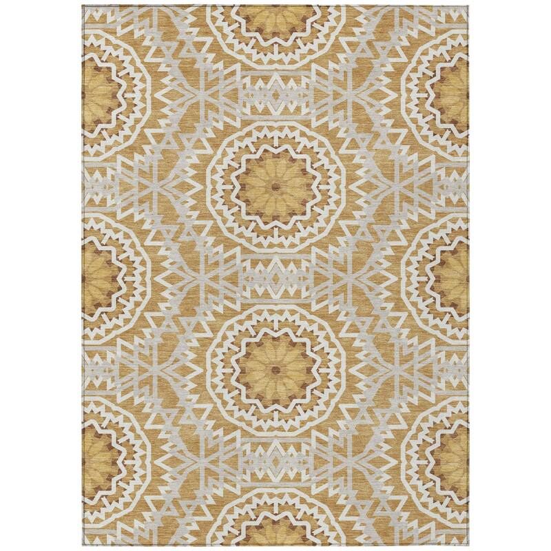 HomeRoots Floral Medallion Transitional Rectangle Outdoor Rug