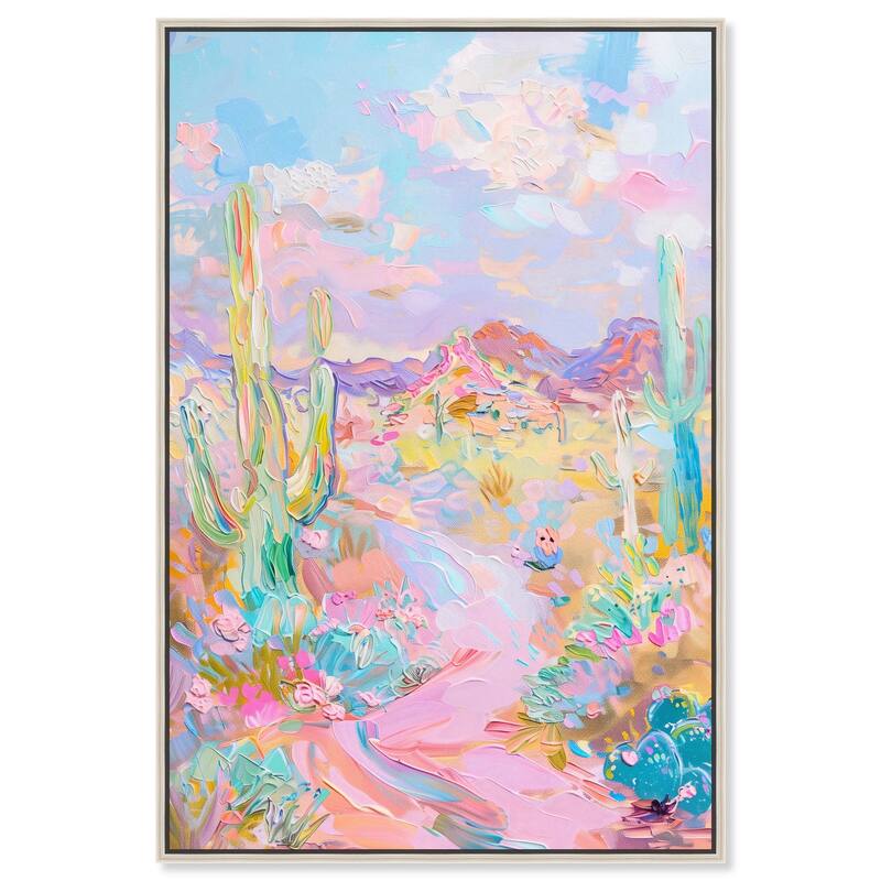 Pink and Teal Landscape Canvas by Art Remedy - Silver - 10" x 15"