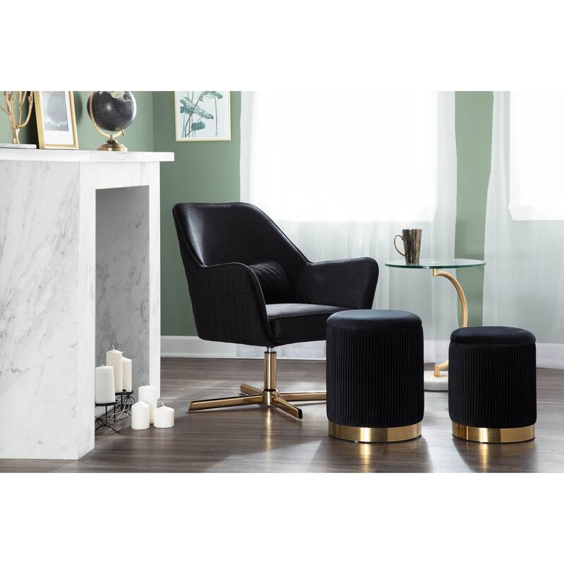 Silver Orchid Alba Goldtone Metal and Velvet Swivel Lounge Chair