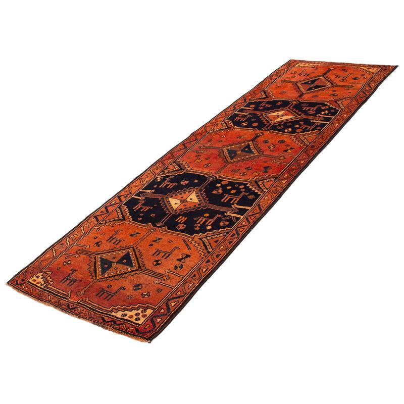 ECARPETGALLERY Hand-knotted Melis Vintage Copper Wool Rug - 3'8 x 12'8
