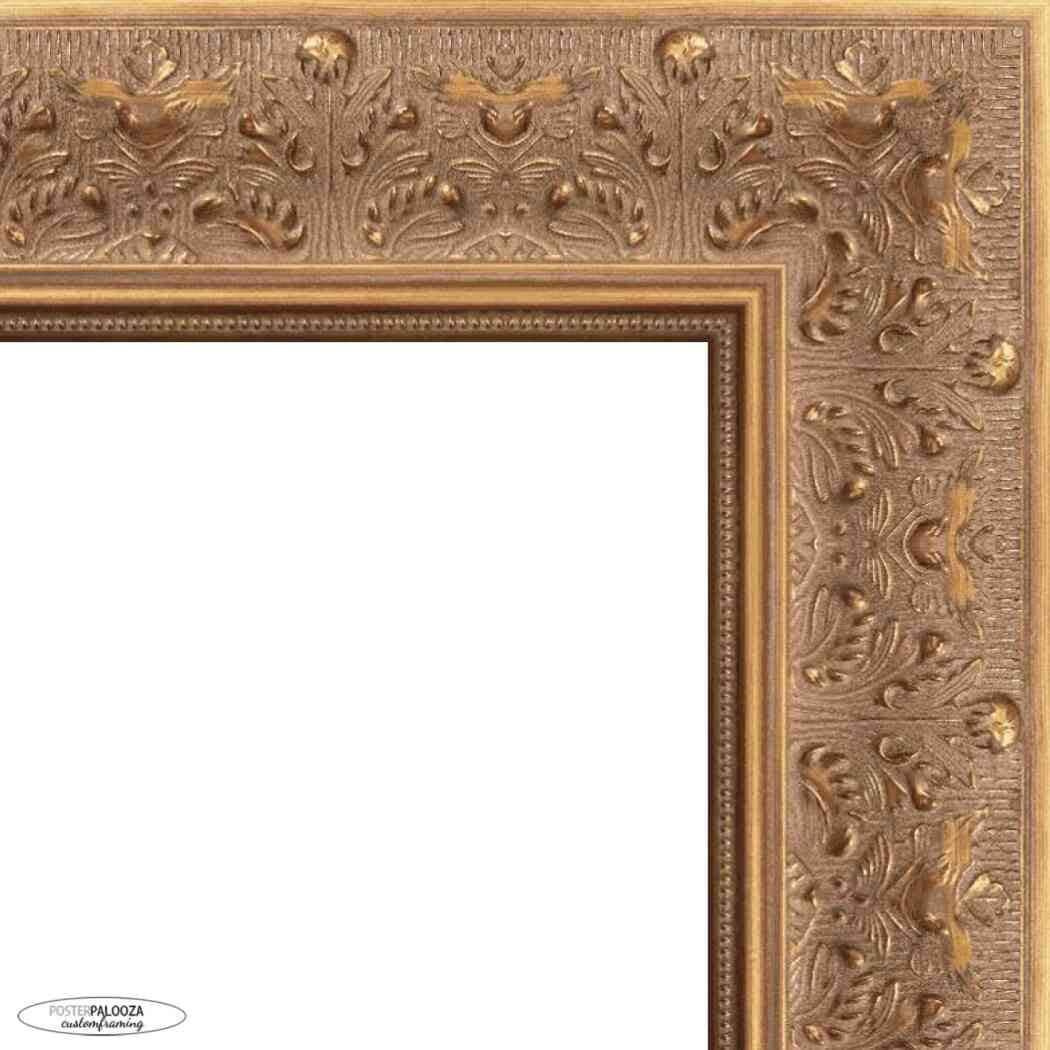 10x20 Ornate Gold Complete Wood Picture Frame with UV Acrylic, Foam Board Backing, & Hardware