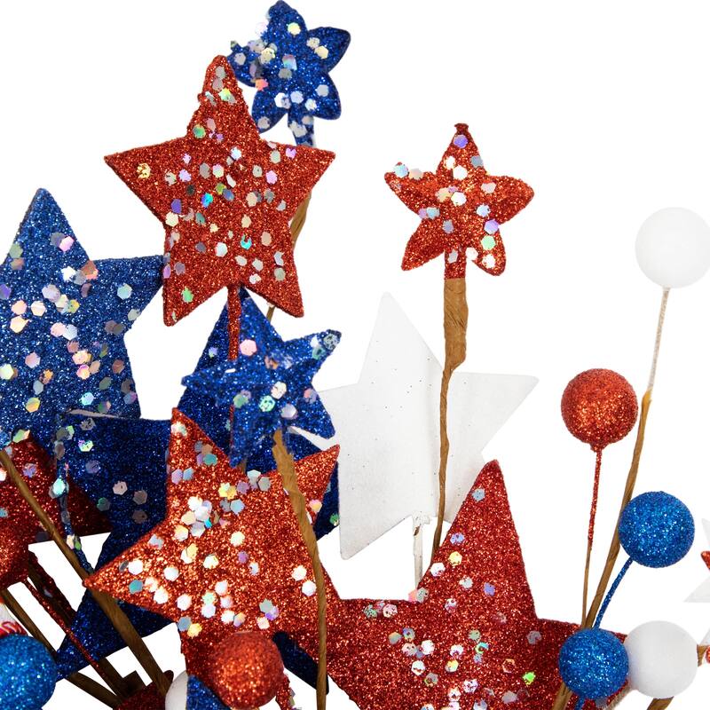 Stars and Stripes Glittered Patriotic Artificial Twig Wreath - 24"