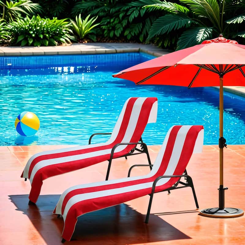 Superior Cabana Cotton Towel/ Chaise Lounge Chair Cover - Red