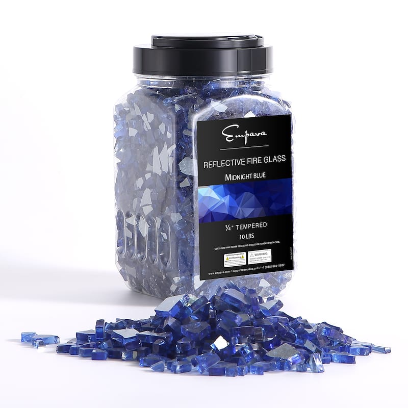 10 lbs. 1/4-in Blue Reflective Tempered Fire Glass for Gas Fire Pit