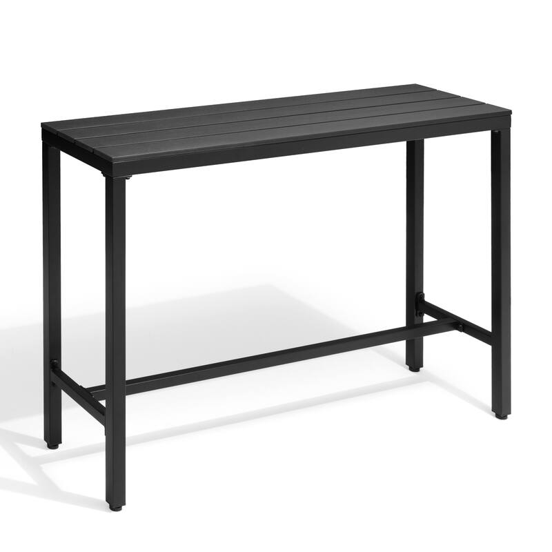 VredHom Outdoor Bar Table Rectangular Pub Table - Black - 55.1 inches