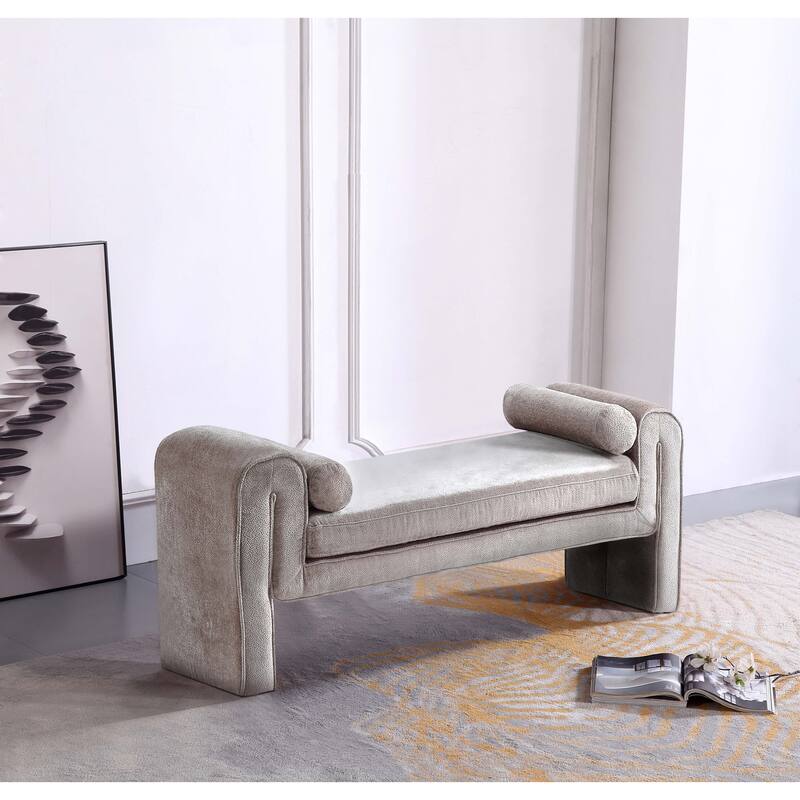 Manhattan Comfort Modern Concord Chenille 59 Inch Bench - Dove