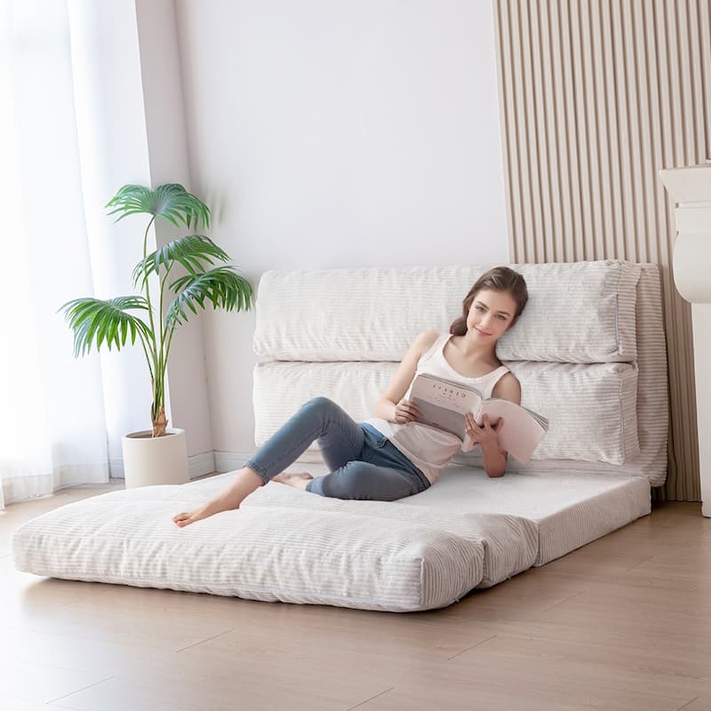 Folding Sofa Bed,Sleeper Sofa Chair Bed Upholstered Sofa Couches - Beige - Medium
