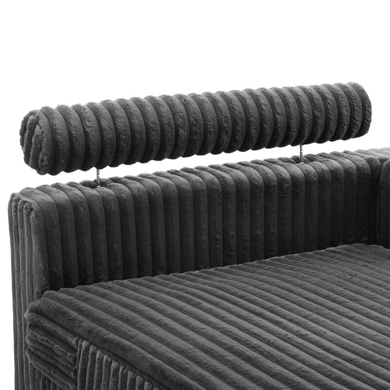 UIXE Upholstered Plush Bedroom Lounge Chairs with Left Armrest & Lumbar Pillow