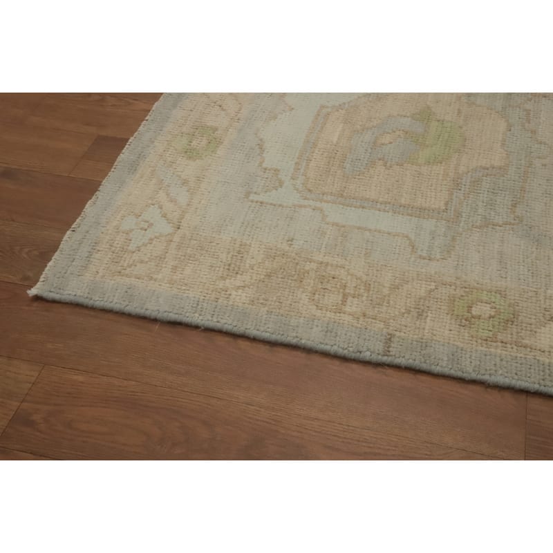 Handmade Gray Oushak Vegetable Dye Area Rug, Flora Geometric Carpet - 9' 10'' X 8' 6''