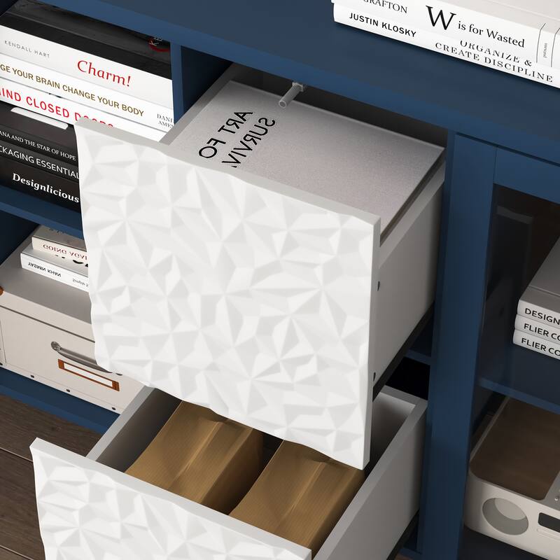 Coffee Bar Cabinet with 2 Drawers, Kitchen Pantry with 2 Glass Doors, Buffet Cabinet with 2 Open Storage Compartment