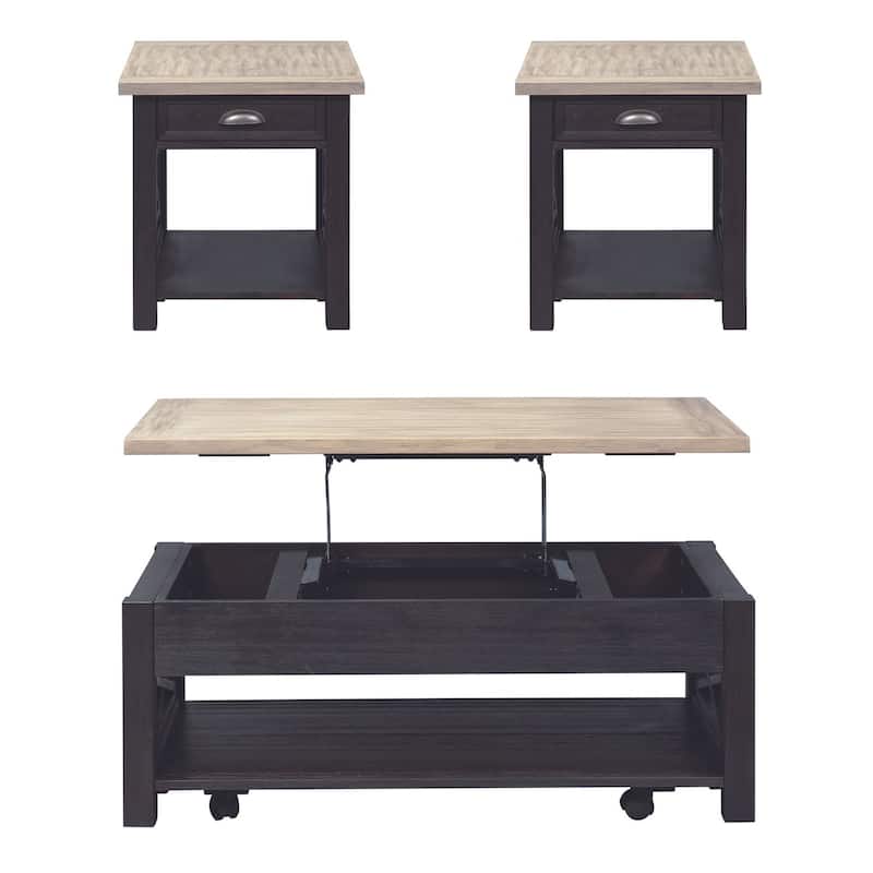 Heatherbrook Charcoal and Ash Opt 3 Piece Set (1-Cocktail 2-End Tables)