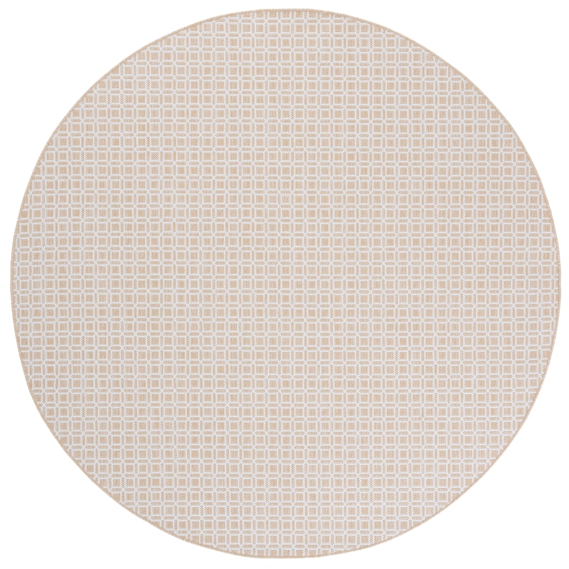 SAFAVIEH Terrace Ganit Indoor/Outdoor Washable Backyard Patio Rug - 6'7" Round - Beige/Ivory