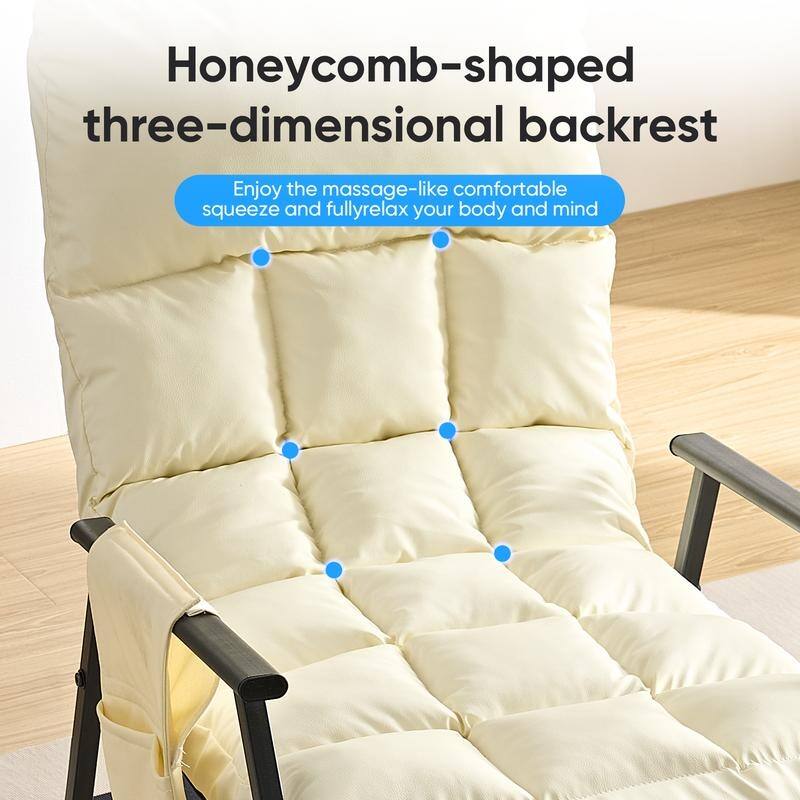 Mixoy Modern Adjustable Rocking Chair,Lounge Nursery with Iron Frame with Storage Pocket