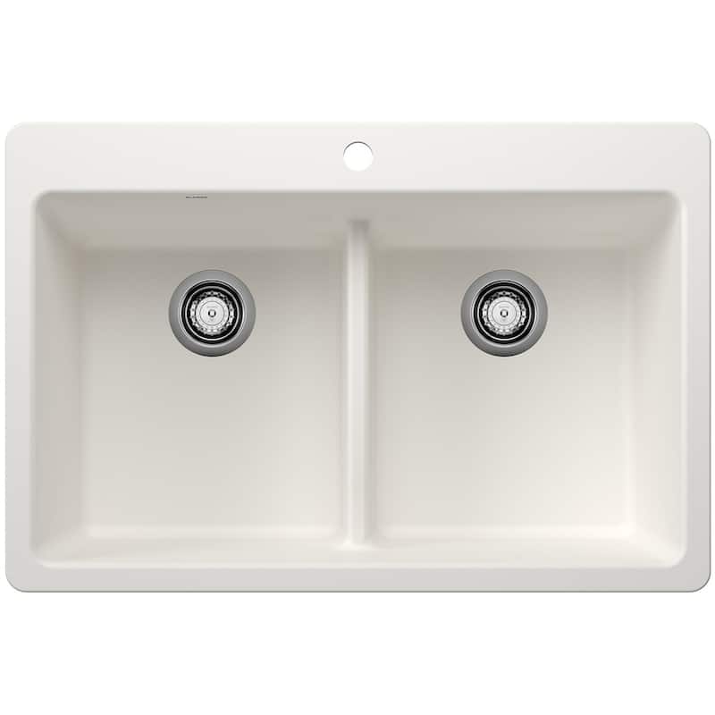 Blanco 443205 Liven 33" Drop-In/Undermount 50/50 Double Basin - White