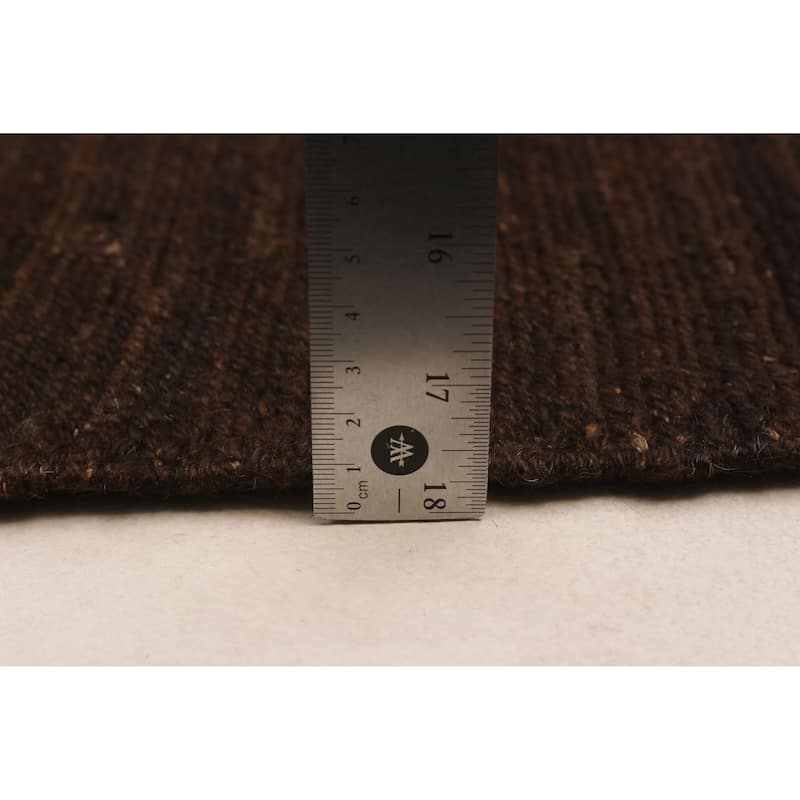 ECARPETGALLERY Flat-Weave Natural Brown Wool Tapestry Kilim - 4'10 x 6'7