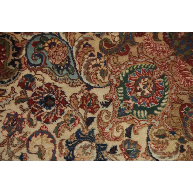 Hand Knotted Oriental 100% Wool Carpet Traditional Floral Beige & Ivories Tabriz Area Rug - 9' 4'' X 6' 0''