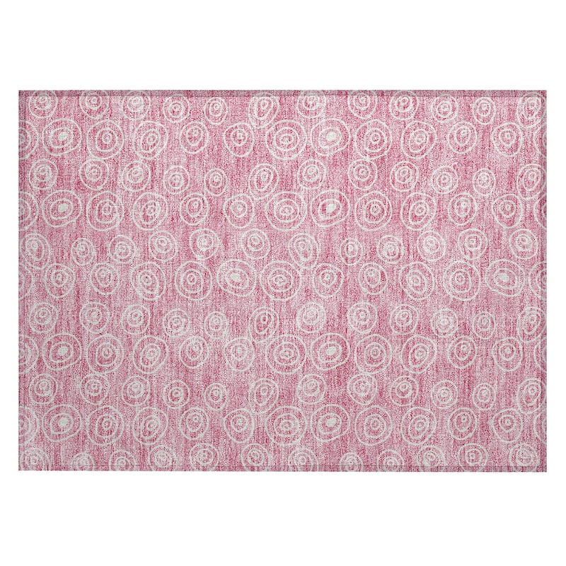 Machine Washable Indoor/ Outdoor Chantille Contemporary Bubbles Rug
