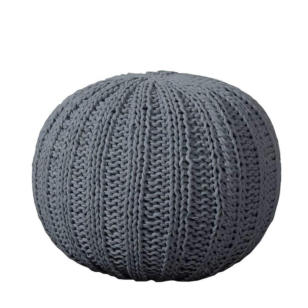 20" Round Cotton Pouf Ottoman for Living Room, Footrest and Extra Seating