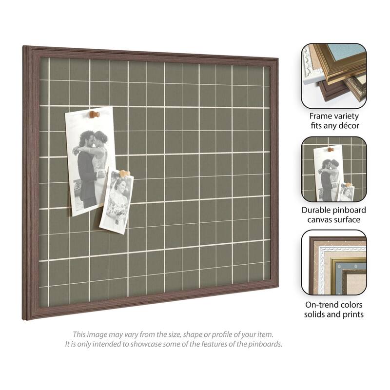 Kate and Laurel Framed Fabric Pinboard Sage Green Plaid Wall Organization