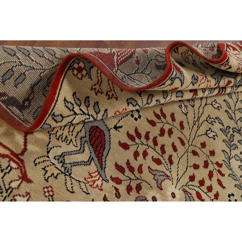 Animals Design Ziegler Area Rug Handmade Wool Carpet - 7'10" x 9'9"