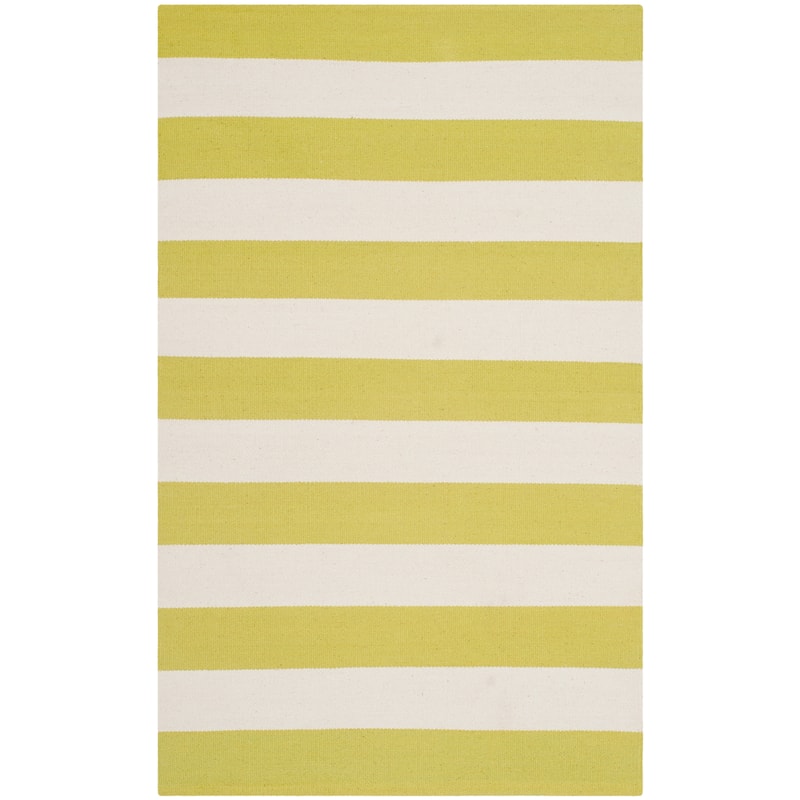 SAFAVIEH Handmade Montauk Geltrude Stripe Cotton Flatweave Rug - 2'6" x 4' - Green/Ivory