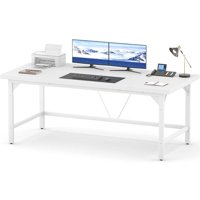 Modern Farmhose 70.8-Inch Executive Desk, Large Computer Office Desk Workstation Conference Table