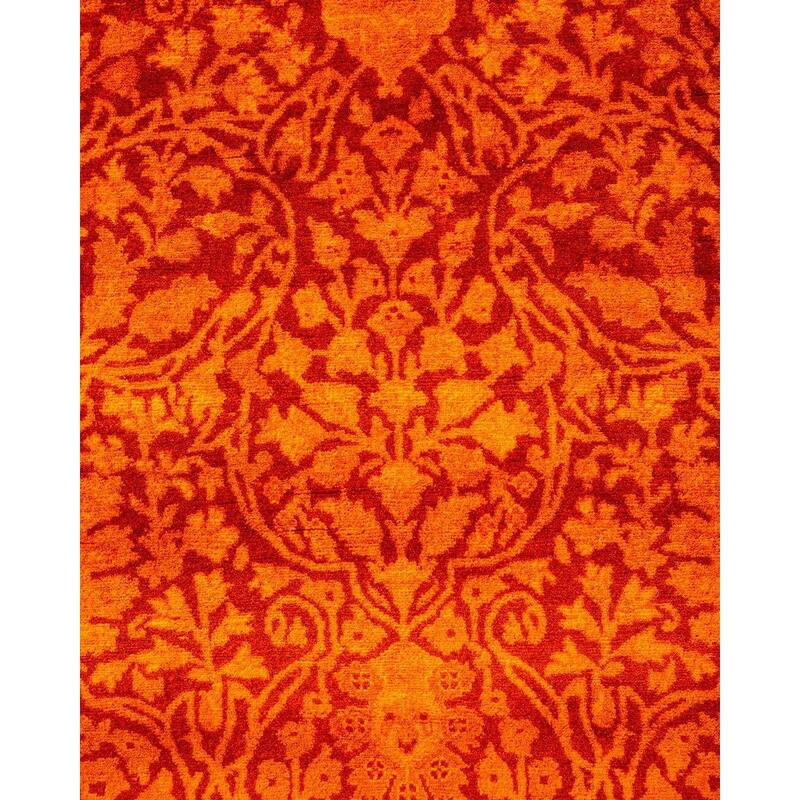 Overton Hand Knotted Wool Vintage Inspired Modern Contemporary Overdyed Orange Runner Rug - 2' 6" x 6' 5"