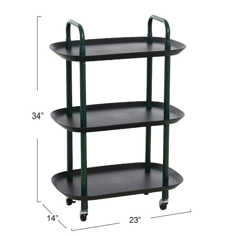 Plastic and Metal 3-Tier Trolley - N/A