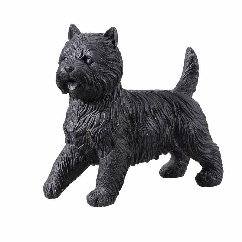 Cairn Terrier Dog Outdoor Garden Statue - 15" - Black