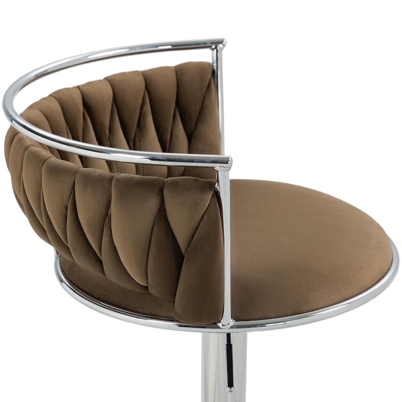 4 Set Modern Velvet Adjustable Swivel Bar Stools with Metal Frame