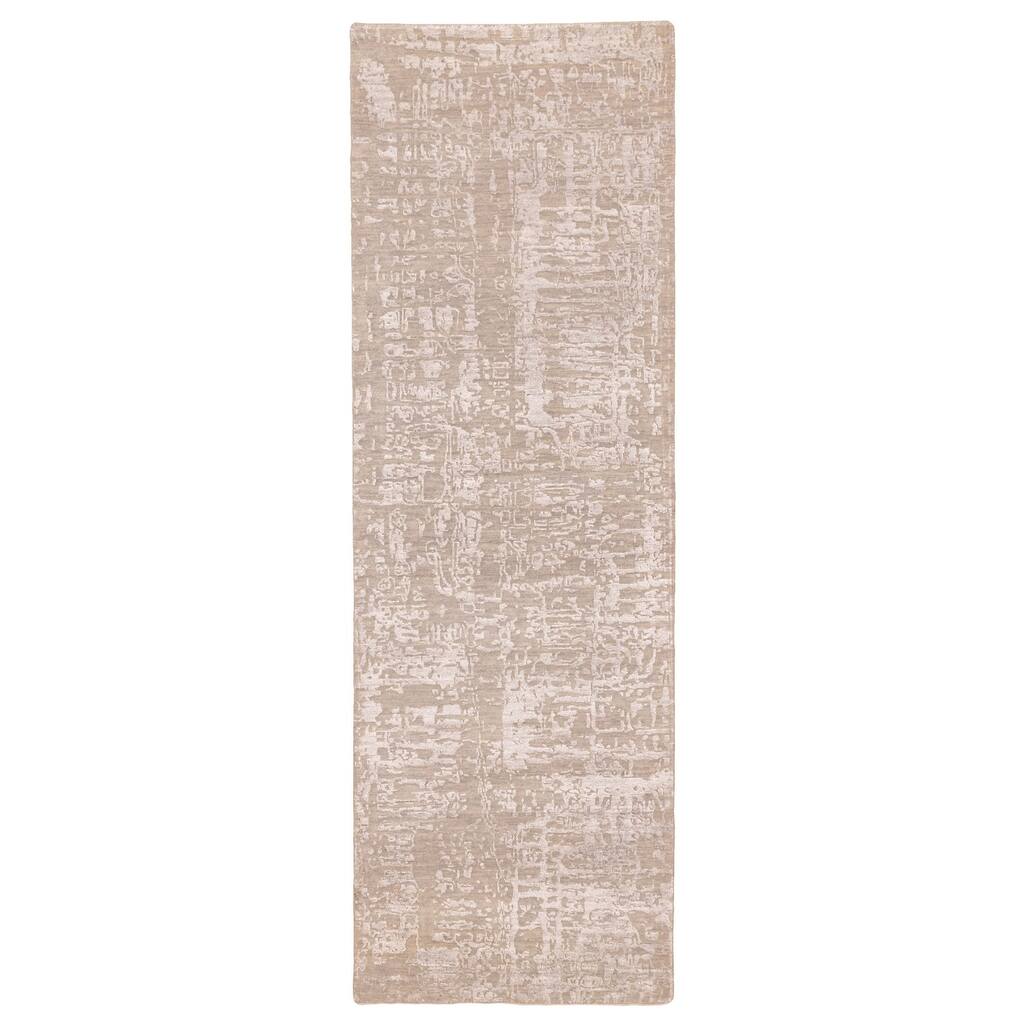 ECARPETGALLERY Hand-knotted Legacy Taupe Silk, Wool Rug - 2'7 x 7'11