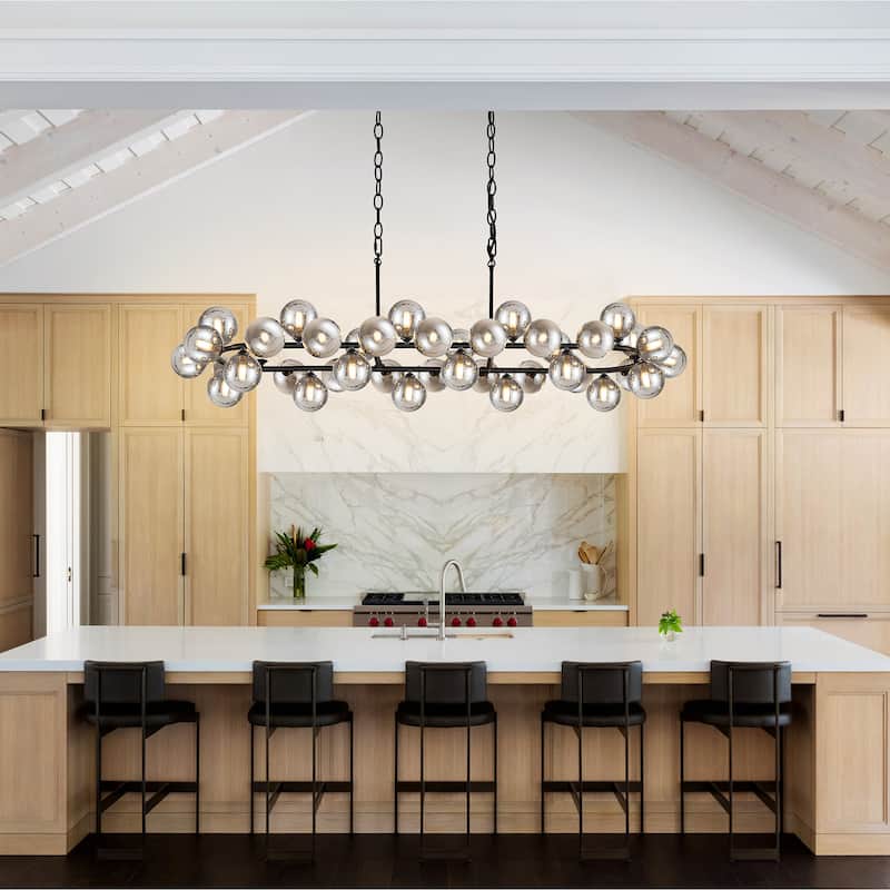 40-light Modern Large Bubble Sputnik Chandelier in Black for Dining Room