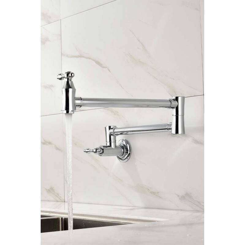 Wall Mount Folding Kitchen Pot Filler Faucet - Silver